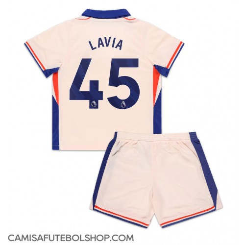 Camisa de time de futebol Chelsea Romeo Lavia #45 Replicas 2º Equipamento Infantil 2024-25 Manga Curta (+ Calças curtas)